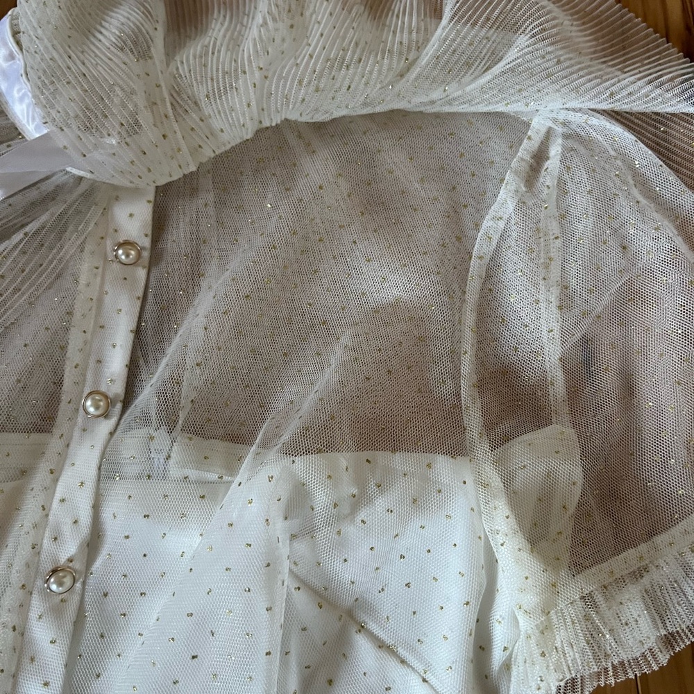 Betsey Johnson Full-Length White and Gold Tiered Dress - Picture 6 of 12